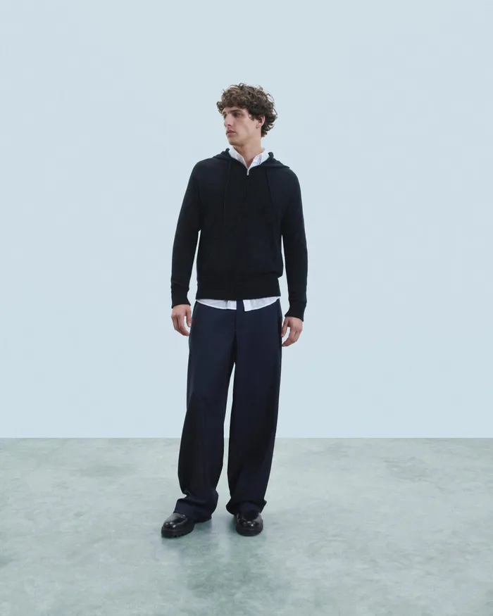 Men Cashmere Sweaters From Future Basic ZipUp Hoodie Black