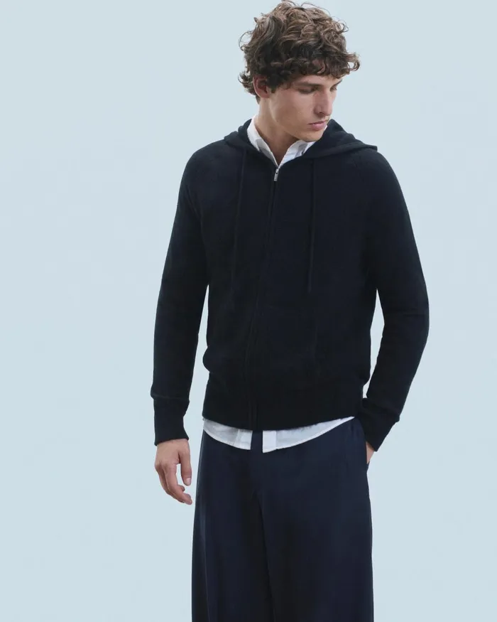 Men Cashmere Sweaters From Future Basic ZipUp Hoodie Black