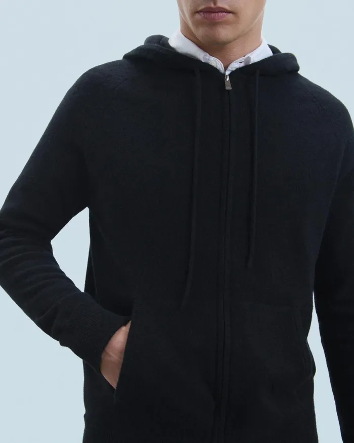 Men Cashmere Sweaters From Future Basic ZipUp Hoodie Black