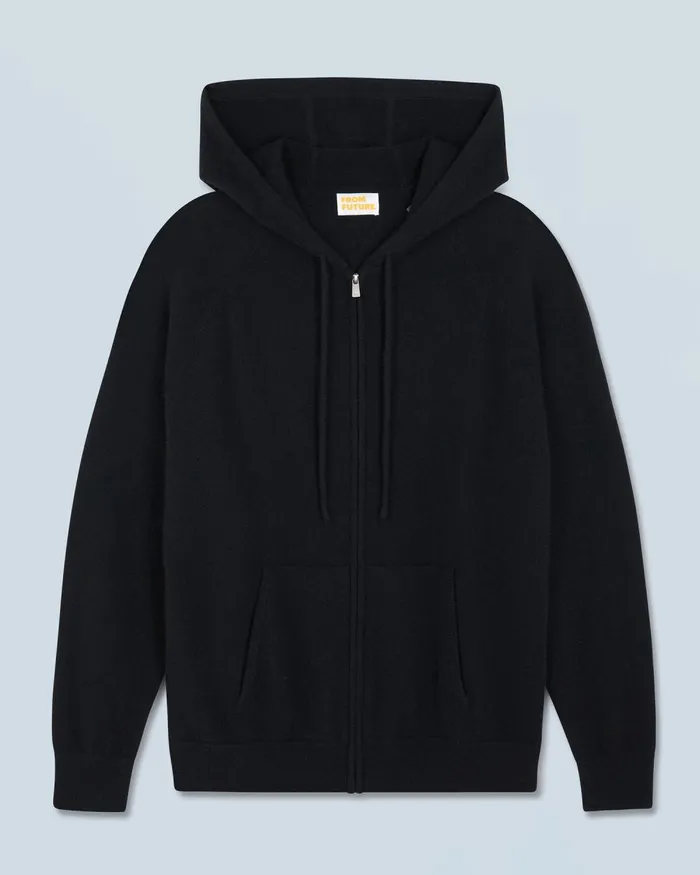Men Cashmere Sweaters From Future Basic ZipUp Hoodie Black