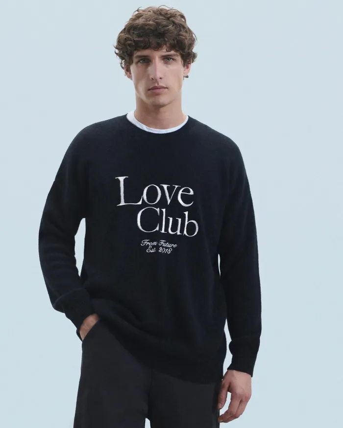 Men Cashmere Sweaters From Future Love Club Crewneck Sweater Black