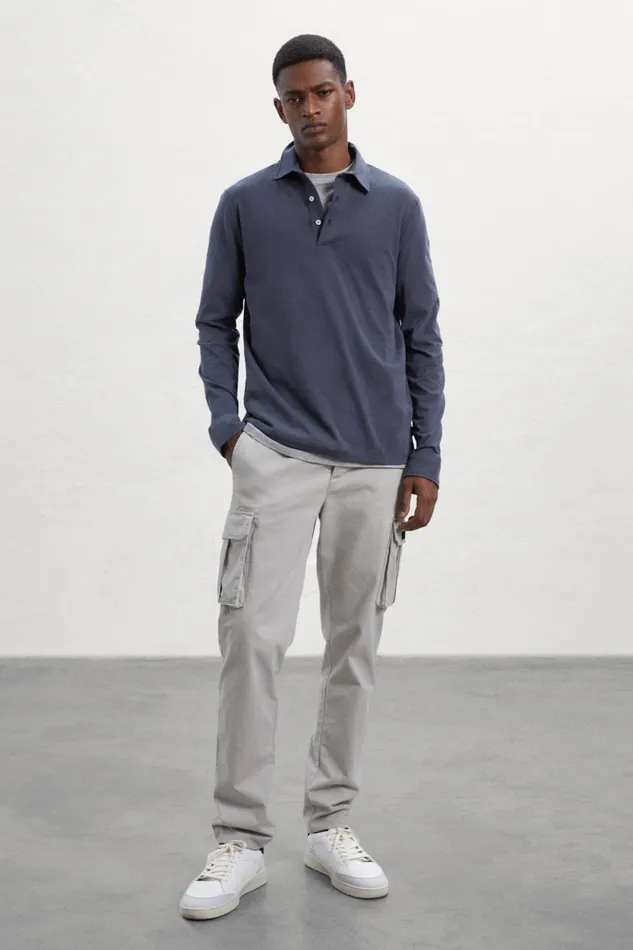 Men Caviar Nico LongSleeved Polo Shirt Ecoalf Polos
