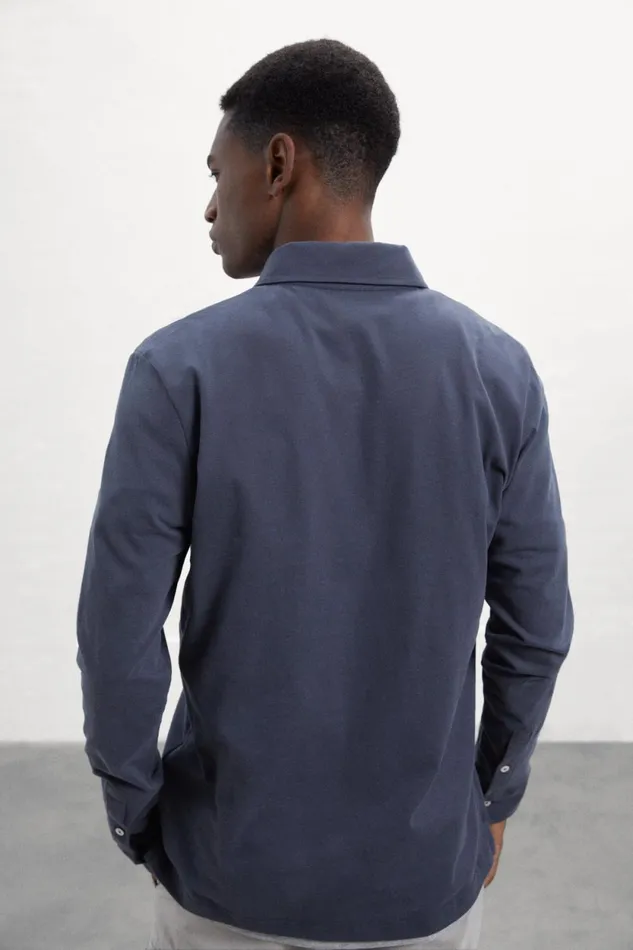 Men Caviar Nico LongSleeved Polo Shirt Ecoalf Polos