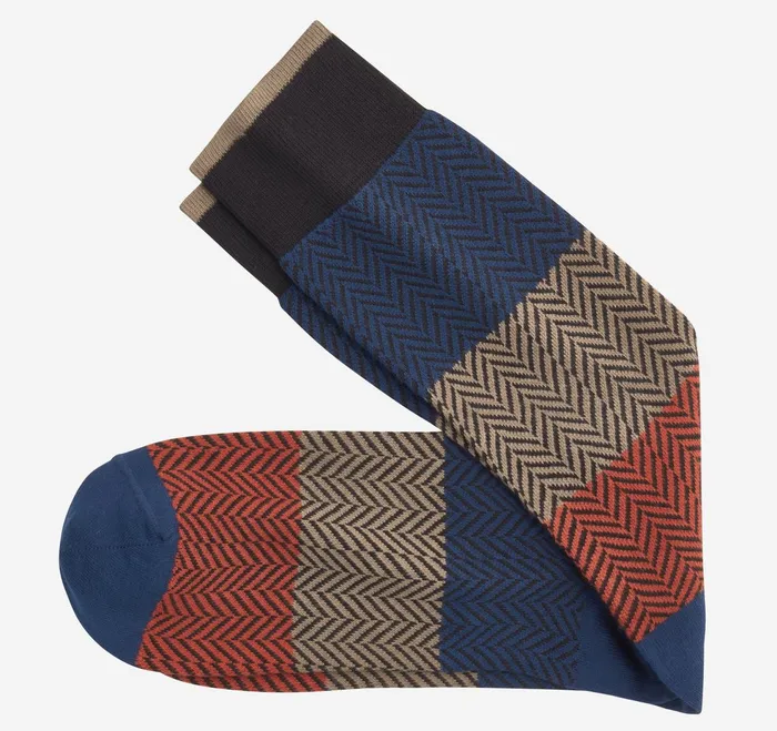 Men Chevron Colorblock Socks Black Multi JohnstonandMurphy Socks