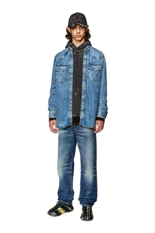 Men DOcean Medium Blue Diesel Shirts