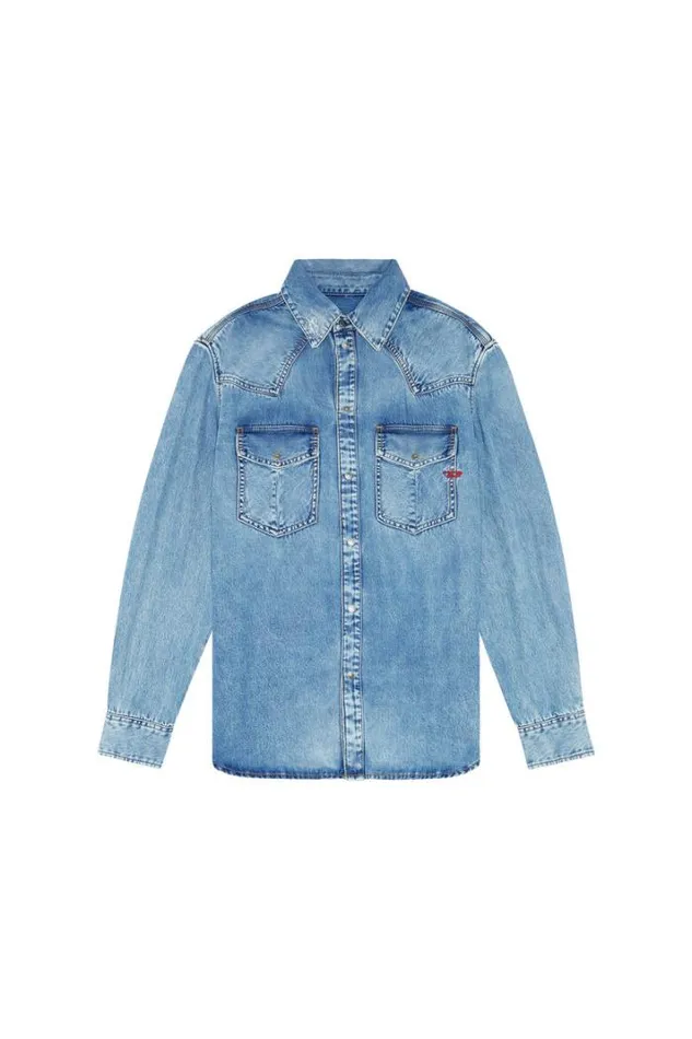 Men DOcean Medium Blue Diesel Shirts Men DOcean Medium Blue Diesel Shirts