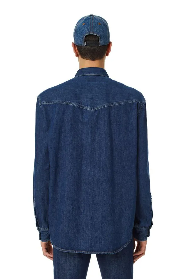 Men DOcean Western Shirt Dark Blue Diesel Shirts