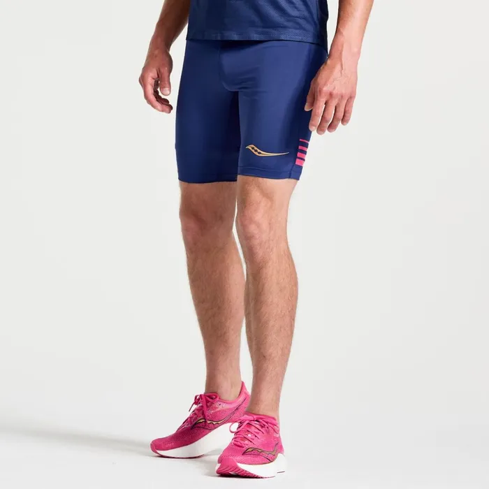 Men Elite Tight Short Sodalite Saucony Bottoms