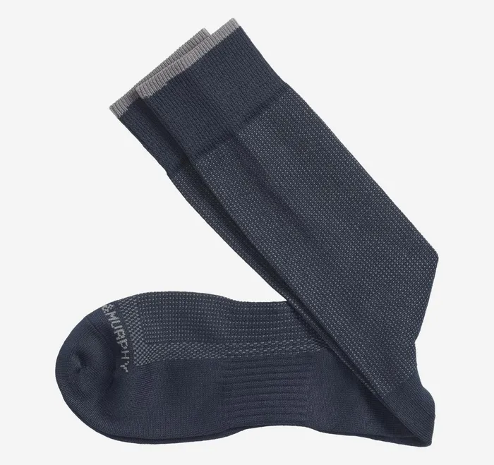 Men First In Comfort Classic Pin Dot Socks Navy JohnstonandMurphy Socks