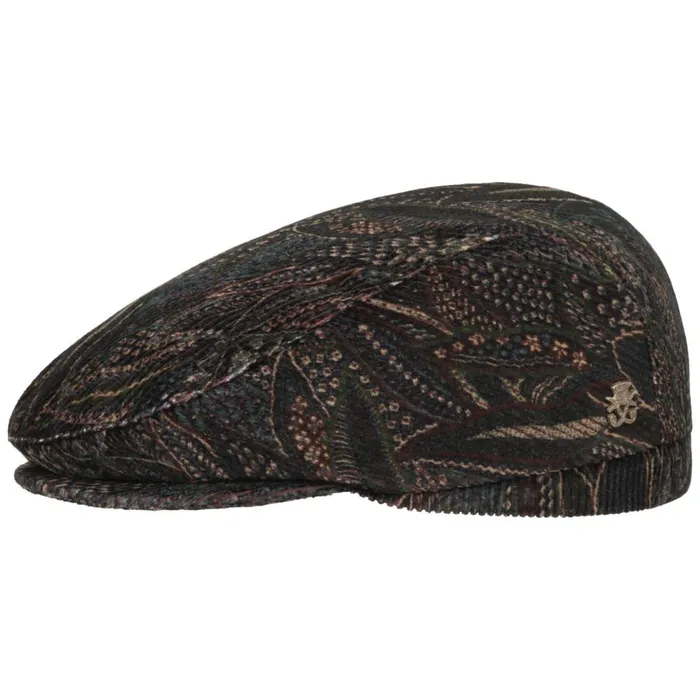 Men Flat Caps Mayser Cord Paisley Flat Cap Zechbauer Burgundy