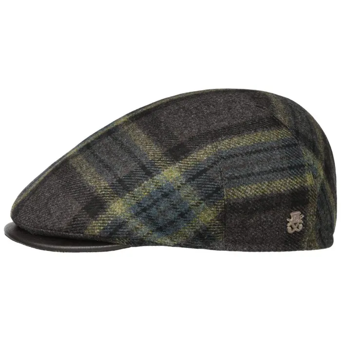Men Flat Caps Mayser Marzio Wool Check Flat Cap Zechbauer Taupe