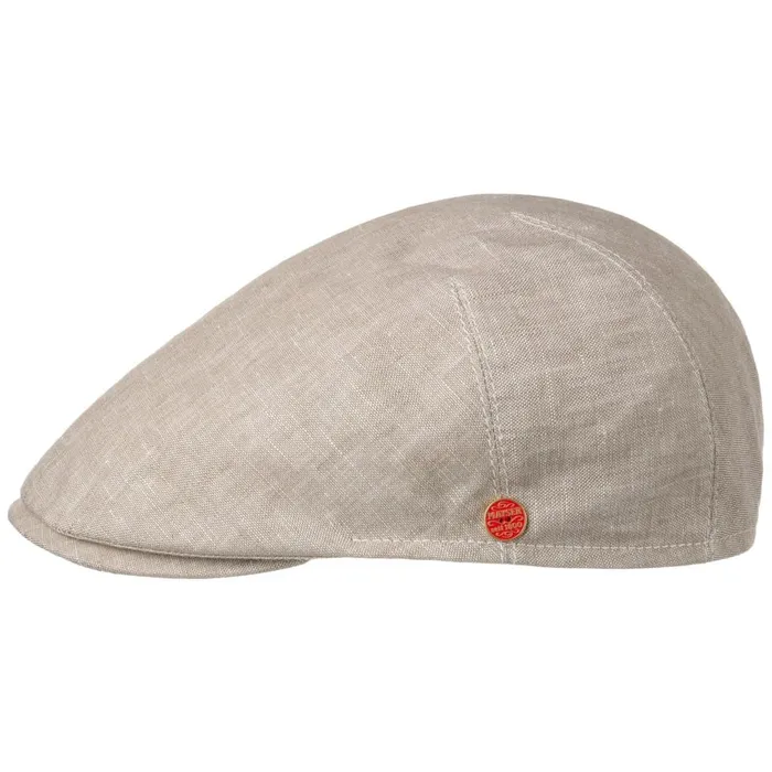 Men Flat Caps Mayser Sidney Linen Flat Cap Beige