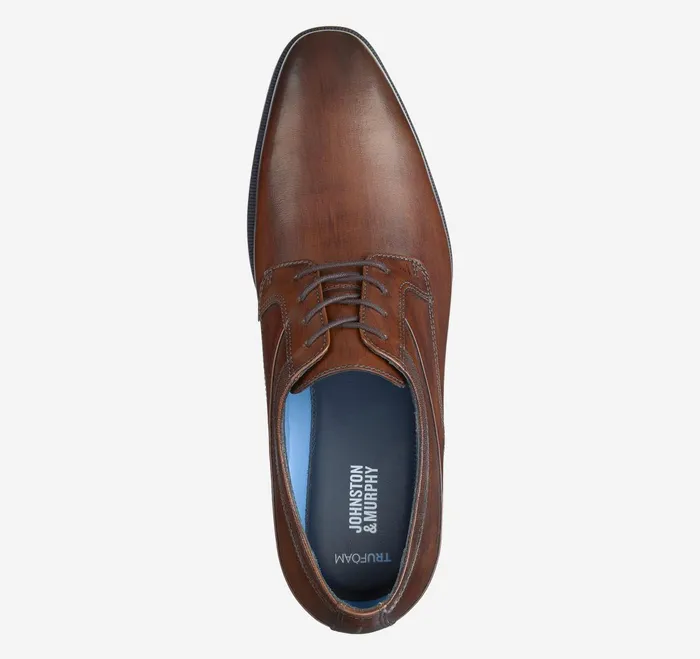 Men Gibbons Plain Toe Mahogany Full Grain JohnstonandMurphy LaceUps