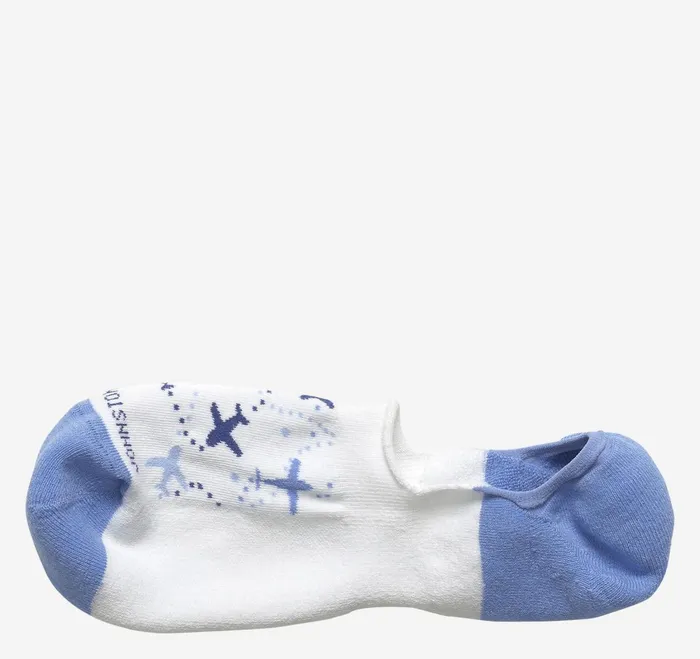 Men HighCut Liner Socks White Airplane JohnstonandMurphy Socks