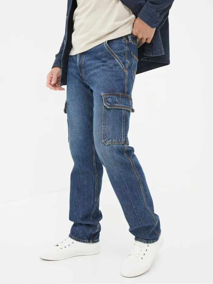 Men Jeans Fat Face Blue Cargo Jeans