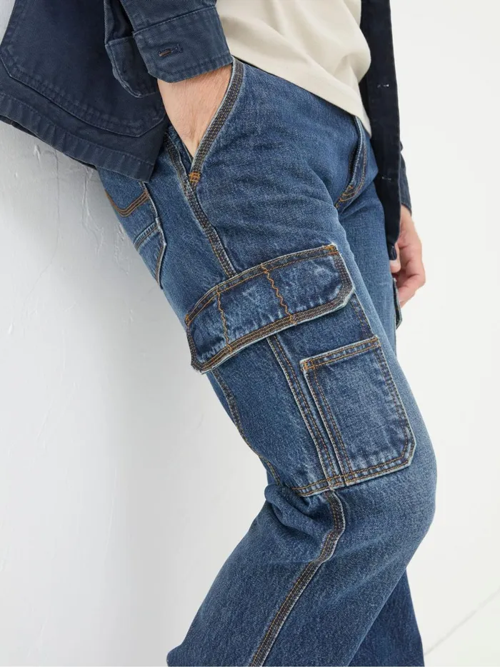 Men Jeans Fat Face Blue Cargo Jeans