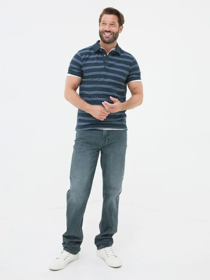 Men Jeans Fat Face Dark Teal Blue Straight Fit Jeans