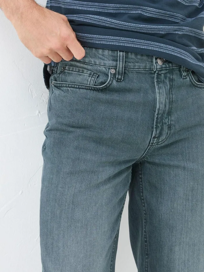 Men Jeans Fat Face Dark Teal Blue Straight Fit Jeans