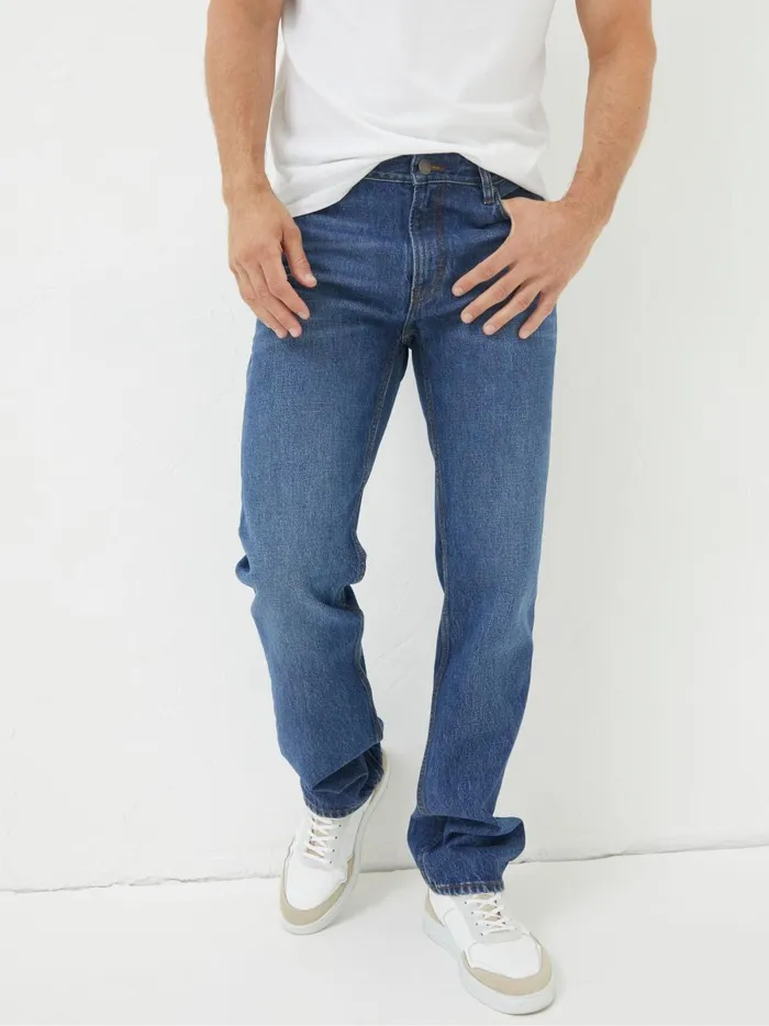Men Jeans Fat Face Light Blue Straight Fit Jeans
