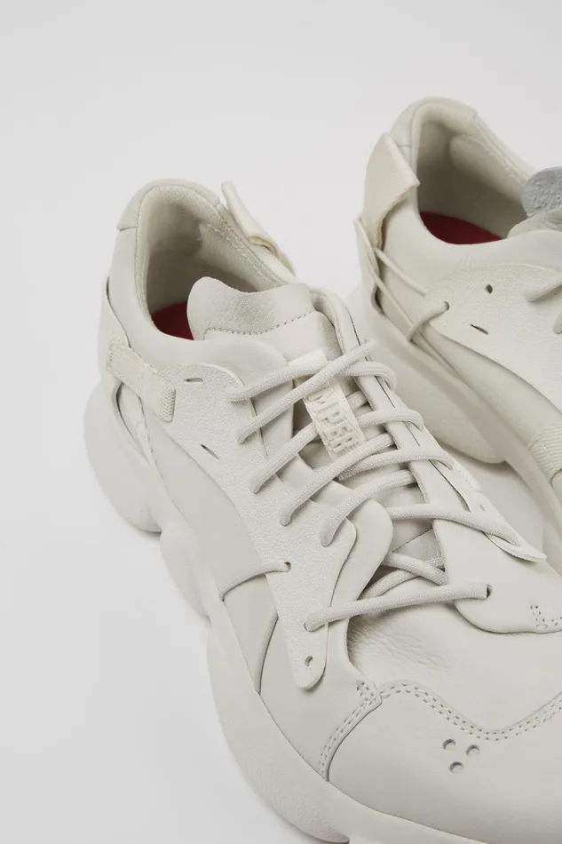 Men Karst White Nondyed Leather Sneakers Camper Sneakers