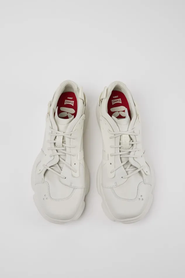 Men Karst White Nondyed Leather Sneakers Camper Sneakers Men Karst White Nondyed Leather Sneakers Camper Sneakers