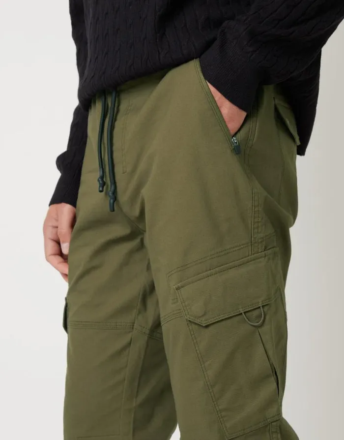 Men Khaki Drawcord Cargo Trousers Threadbare Cargo Men Khaki Drawcord Cargo Trousers Threadbare Cargo