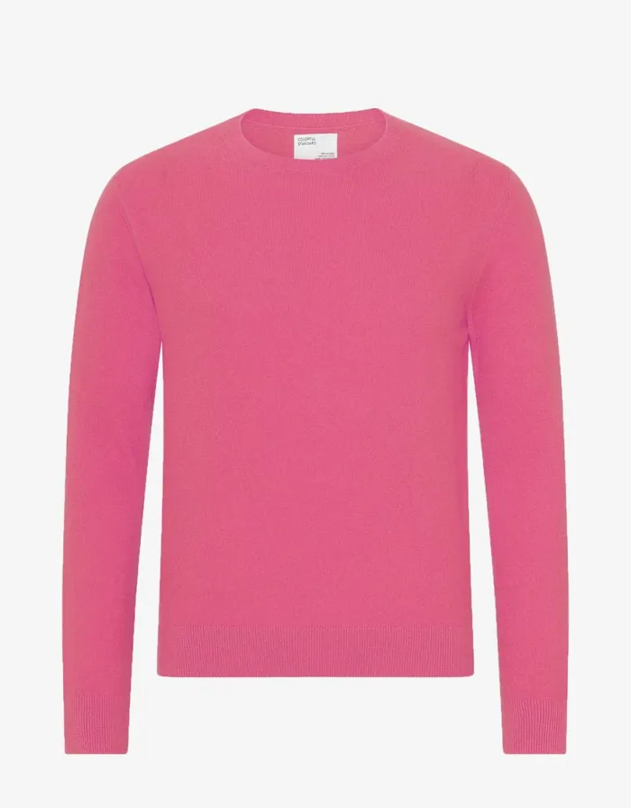 Men Knit Sweaters Colorful Standard Light Merino Wool Crew Bubblegum Pink