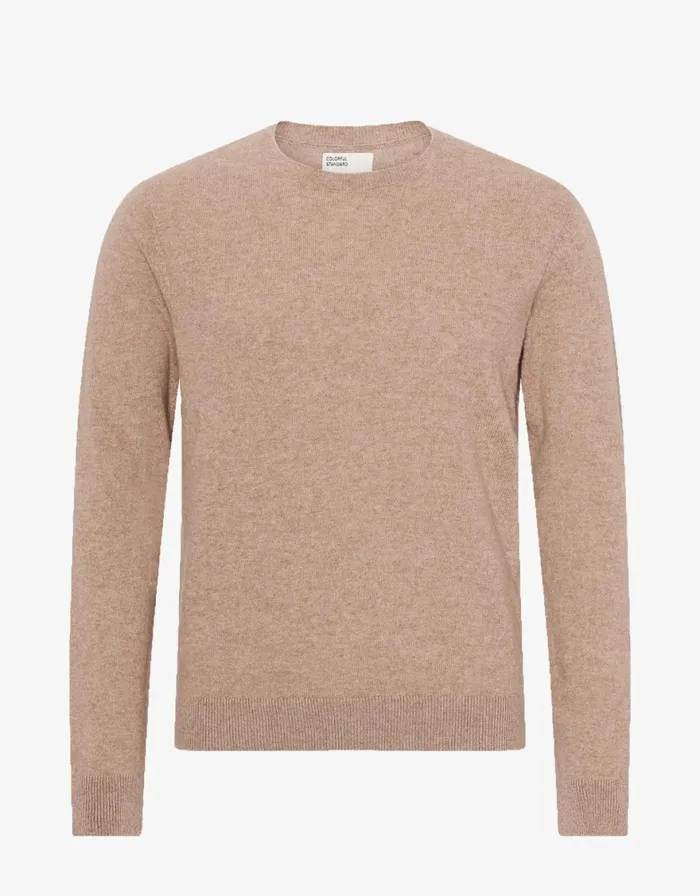 Men Knit Sweaters Colorful Standard Light Merino Wool Crew Honey Beige