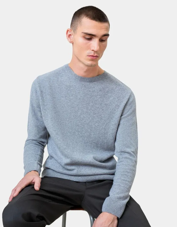 Men Knit Sweaters Colorful Standard Light Merino Wool Crew Honey Beige