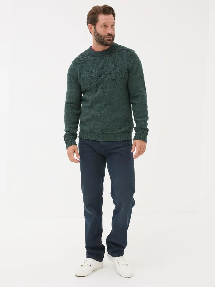 Men Knitwear Fat Face Dark Teal Snowflake Knitted Jumper Men Knitwear Fat Face Dark Teal Snowflake Knitted Jumper