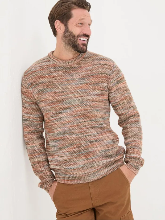 Men Knitwear Fat Face Orange Ombre Crew Neck Jumper