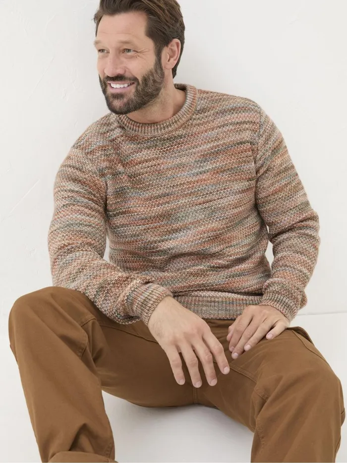 Men Knitwear Fat Face Orange Ombre Crew Neck Jumper