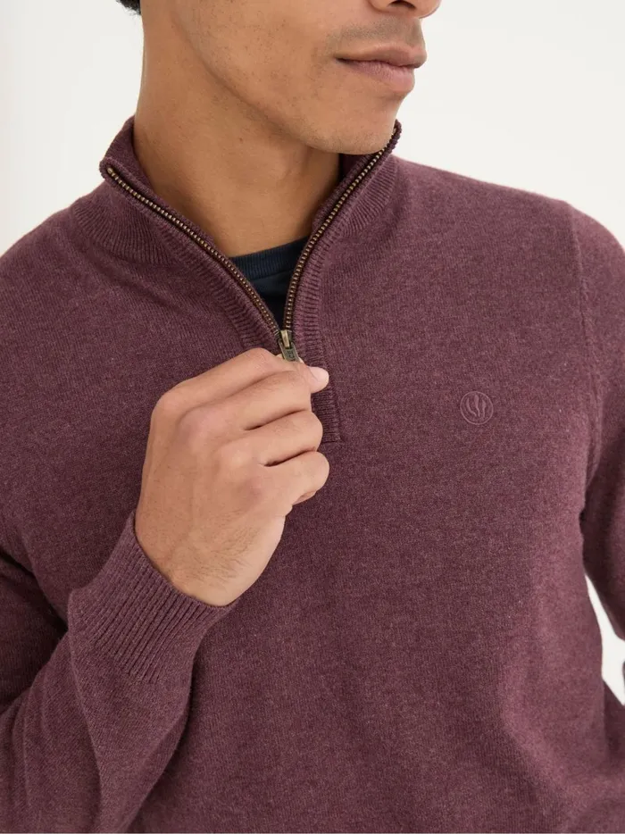 Men Knitwear Fat Face Rye Burgundy Red HalfNeck