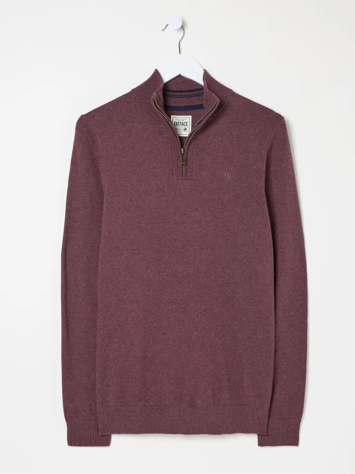 Men Knitwear Fat Face Rye Burgundy Red HalfNeck