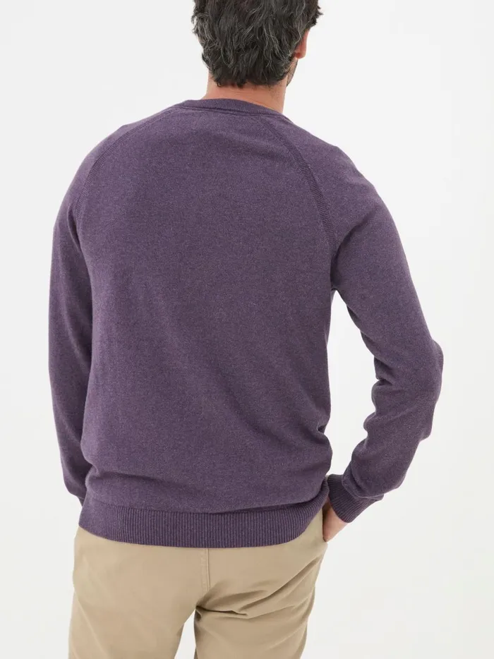 Men Knitwear Fat Face Rye Purple Cotton Cashmere Crew Neck Jumper