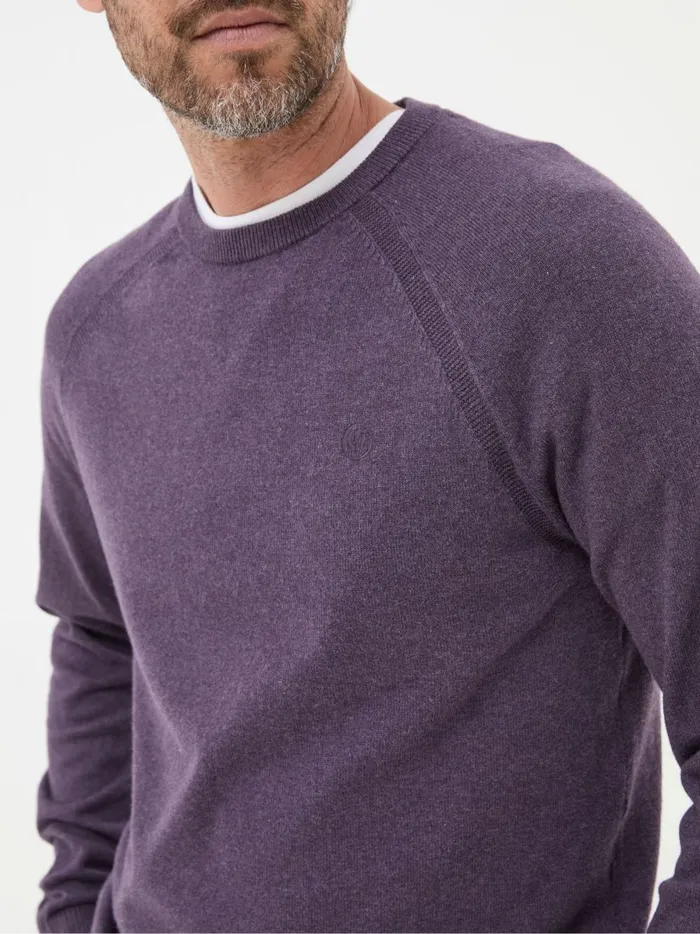 Men Knitwear Fat Face Rye Purple Cotton Cashmere Crew Neck Jumper
