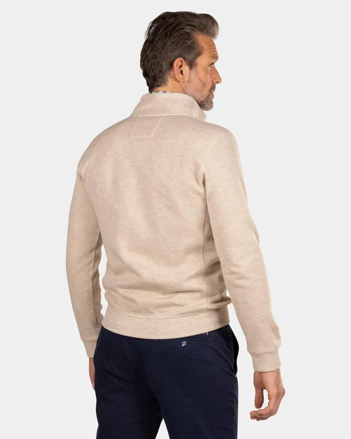 Men Knitwear NZA New Zealand Auckland Beige Half Zip Sweat 8211 Oat Sand