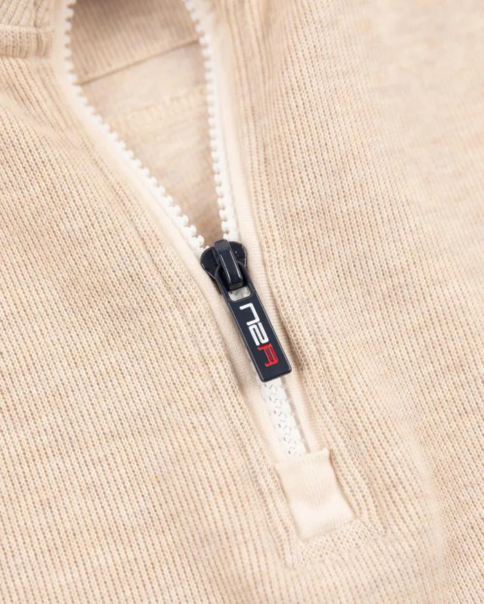 Men Knitwear NZA New Zealand Auckland Beige Half Zip Sweat 8211 Oat Sand