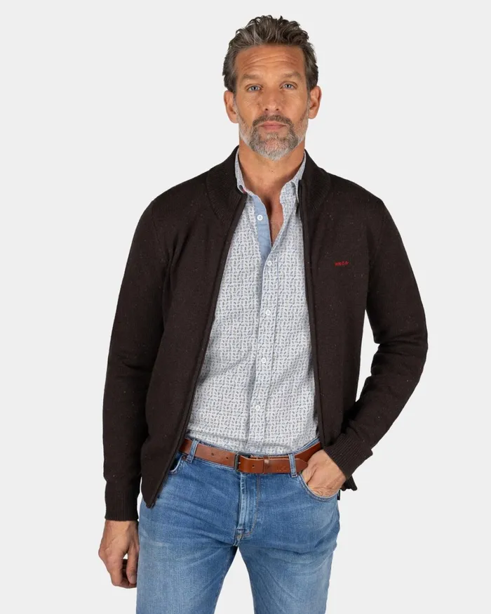 Men Knitwear NZA New Zealand Auckland Dark Brown Wool Cardigan 8211 Mud