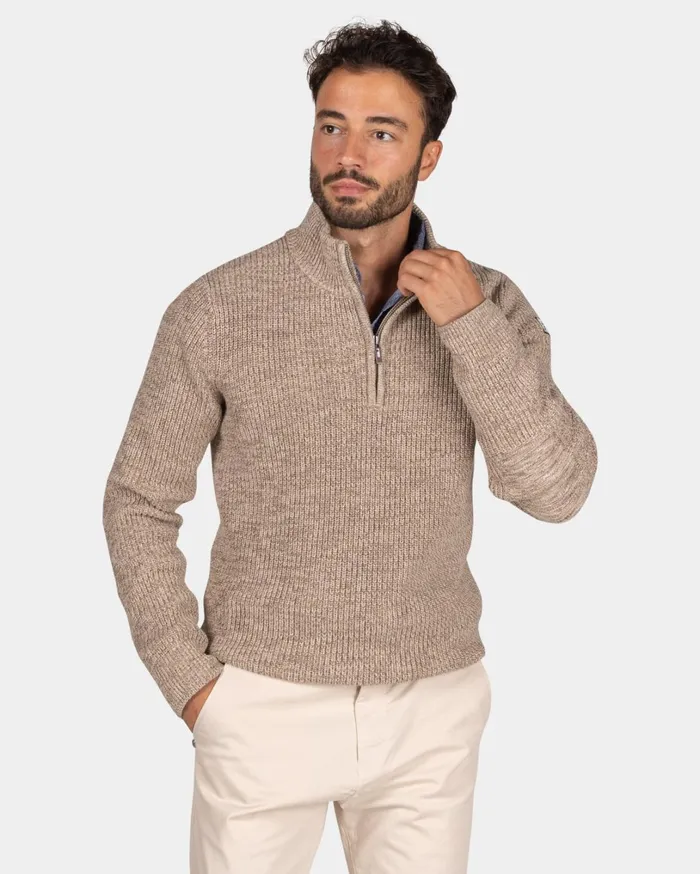 Men Knitwear NZA New Zealand Auckland Mottled Brown HalfZip Sweater 8211 Chestnut Men Knitwear NZA New Zealand Auckland Mottled Brown HalfZip Sweater 8211 Chestnut