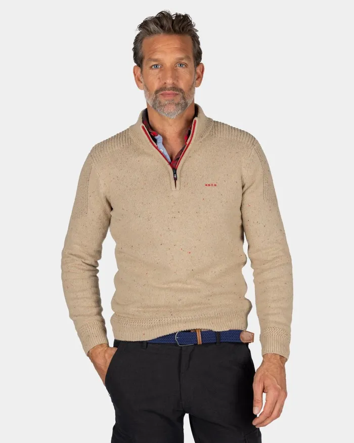 Men Knitwear NZA New Zealand Auckland SandColored Pullover With HalfZip 8211 Shimmering Sand Men Knitwear NZA New Zealand Auckland SandColored Pullover With HalfZip 8211 Shimmering Sand