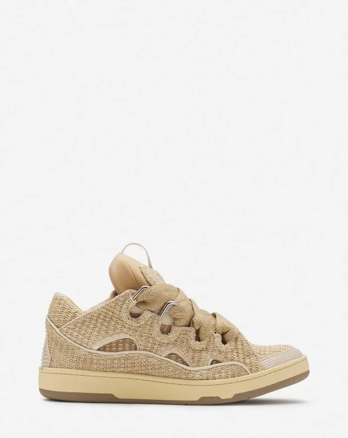 Men Lanvin Curb Curb Raffia Sneakers Natural