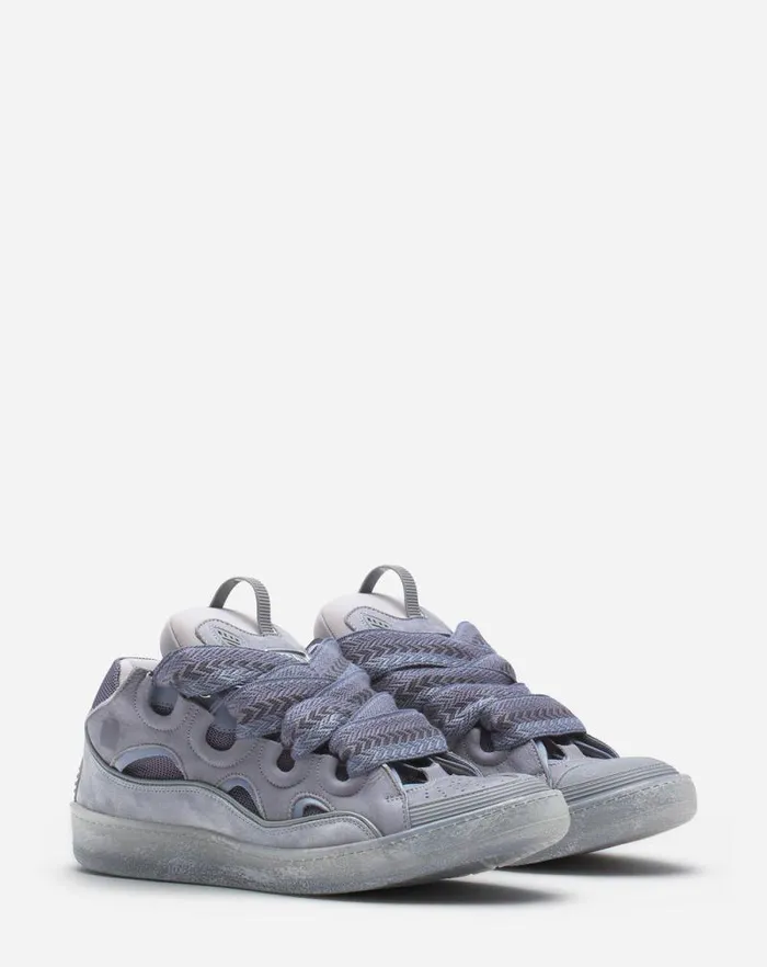 Men Lanvin Curb Leather Curb Sneakers Light Grey Men Lanvin Curb Leather Curb Sneakers Light Grey