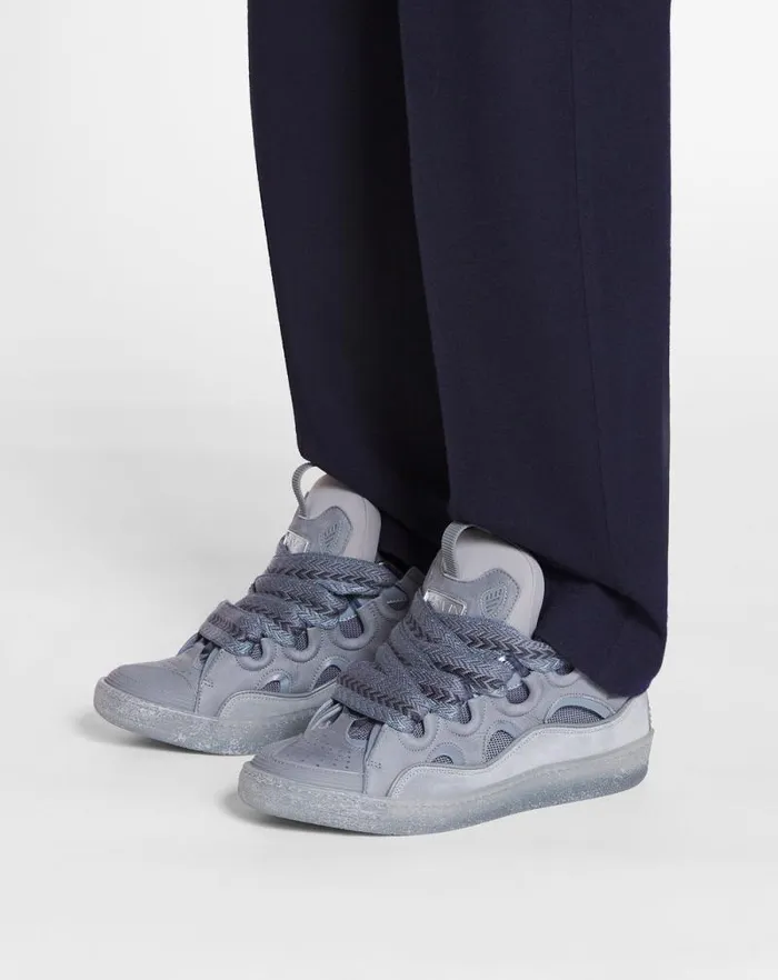 Men Lanvin Curb Leather Curb Sneakers Light Grey Men Lanvin Curb Leather Curb Sneakers Light Grey