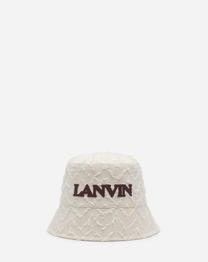 Men Lanvin Hats Herringbone Motif Lanvin Bucket Hat Light Beigeburgundy