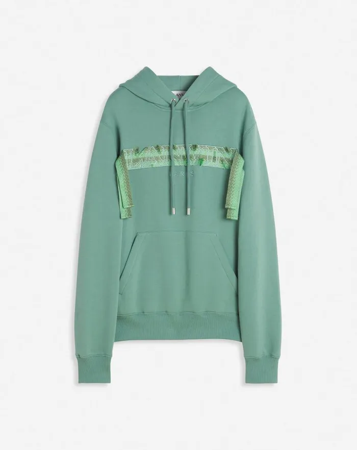 Men Lanvin Knitwear and Sweatshirts Lanvin Curb Lace Hoodie Vert De Gris