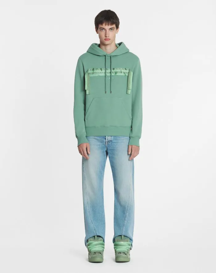 Men Lanvin Knitwear and Sweatshirts Lanvin Curb Lace Hoodie Vert De Gris