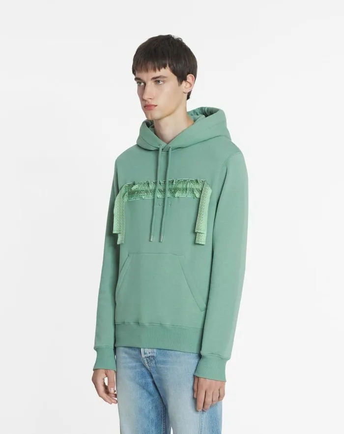 Men Lanvin Knitwear and Sweatshirts Lanvin Curb Lace Hoodie Vert De Gris