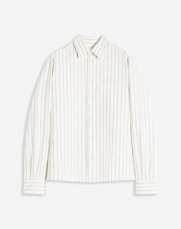Men Lanvin Shirts Straight Striped Shirt Whitemahogany