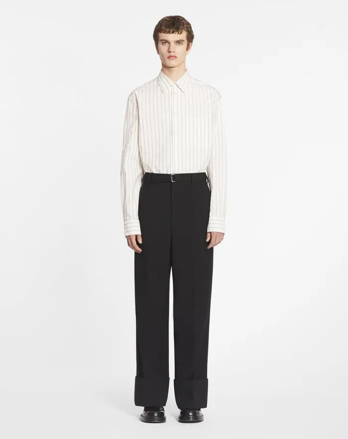 Men Lanvin Shirts Straight Striped Shirt Whitemahogany Men Lanvin Shirts Straight Striped Shirt Whitemahogany
